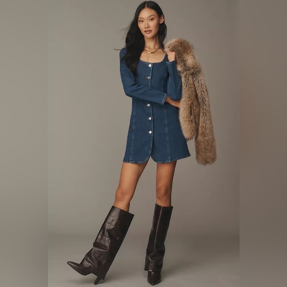 ALIGNE NWT Pax Denim Mini Dress Silver Hardware Anthropologie Exclusive, Size 2